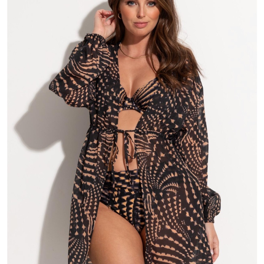 Chic Black and Brown Swim Cover-Up